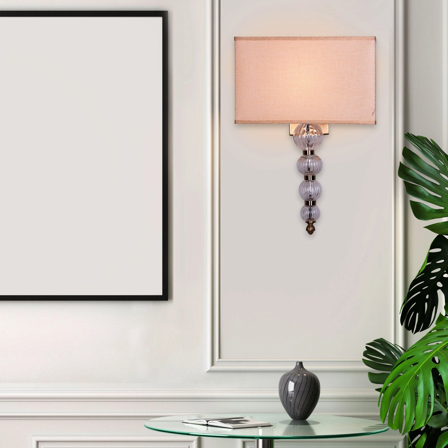 High Born Fabric Shade Wall Light featuring elegant textile shade and premium finish, mounted on designer wall, creating soft ambient illumination in luxurious interior setting