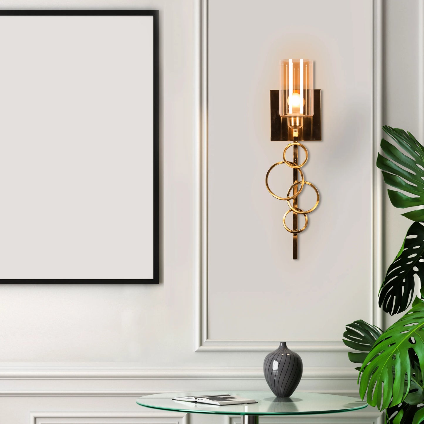 Ring Fling Glass Wall Light – modern, circular glass wall light with a soft ambient glow, ideal for luxury interiors.