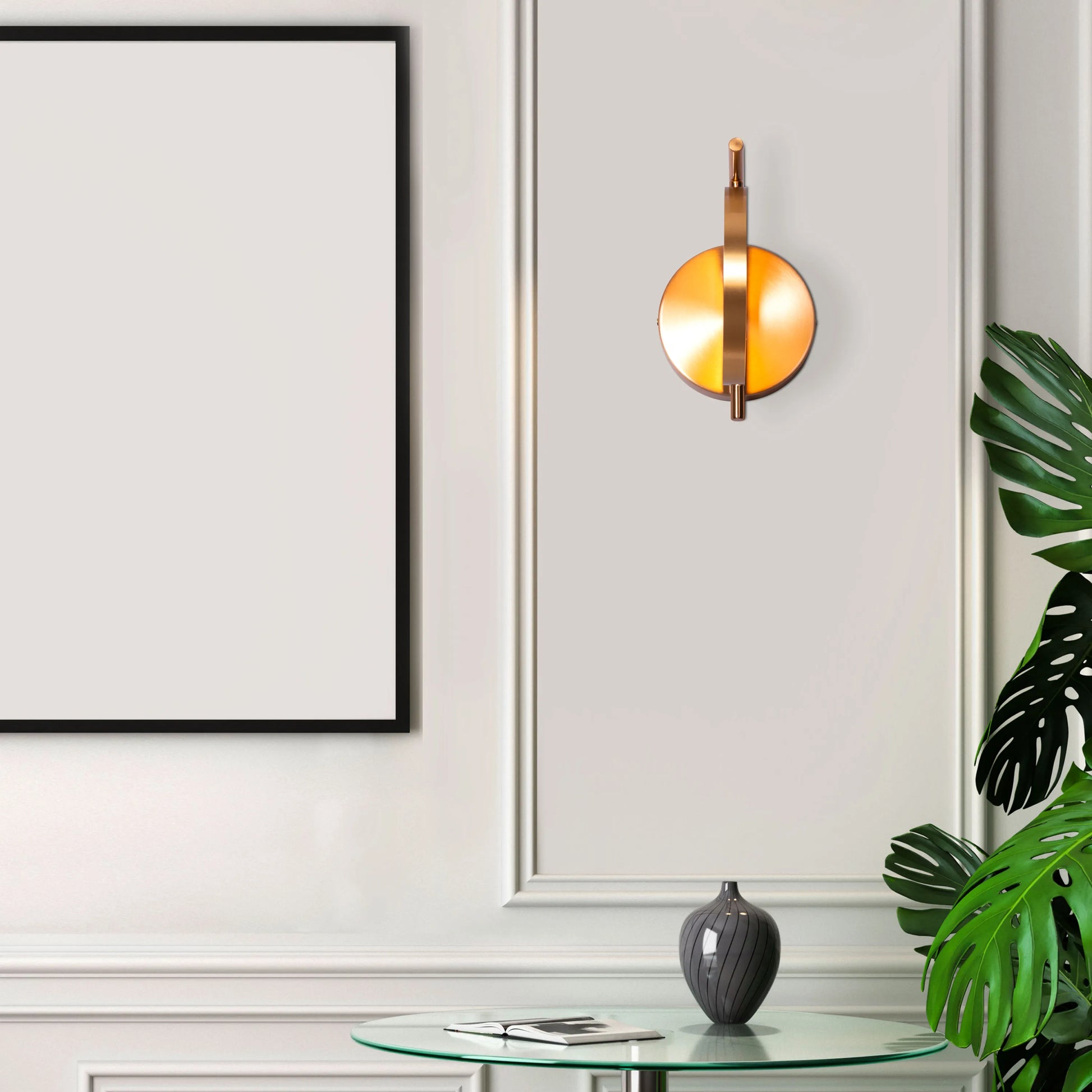 Taste of Honey Wall Light - Warm and inviting wall lighting fixture featuring a subtly curved glass diffuser that emits a soft, honey-colored glow, accentuated by a sleek metal housing.