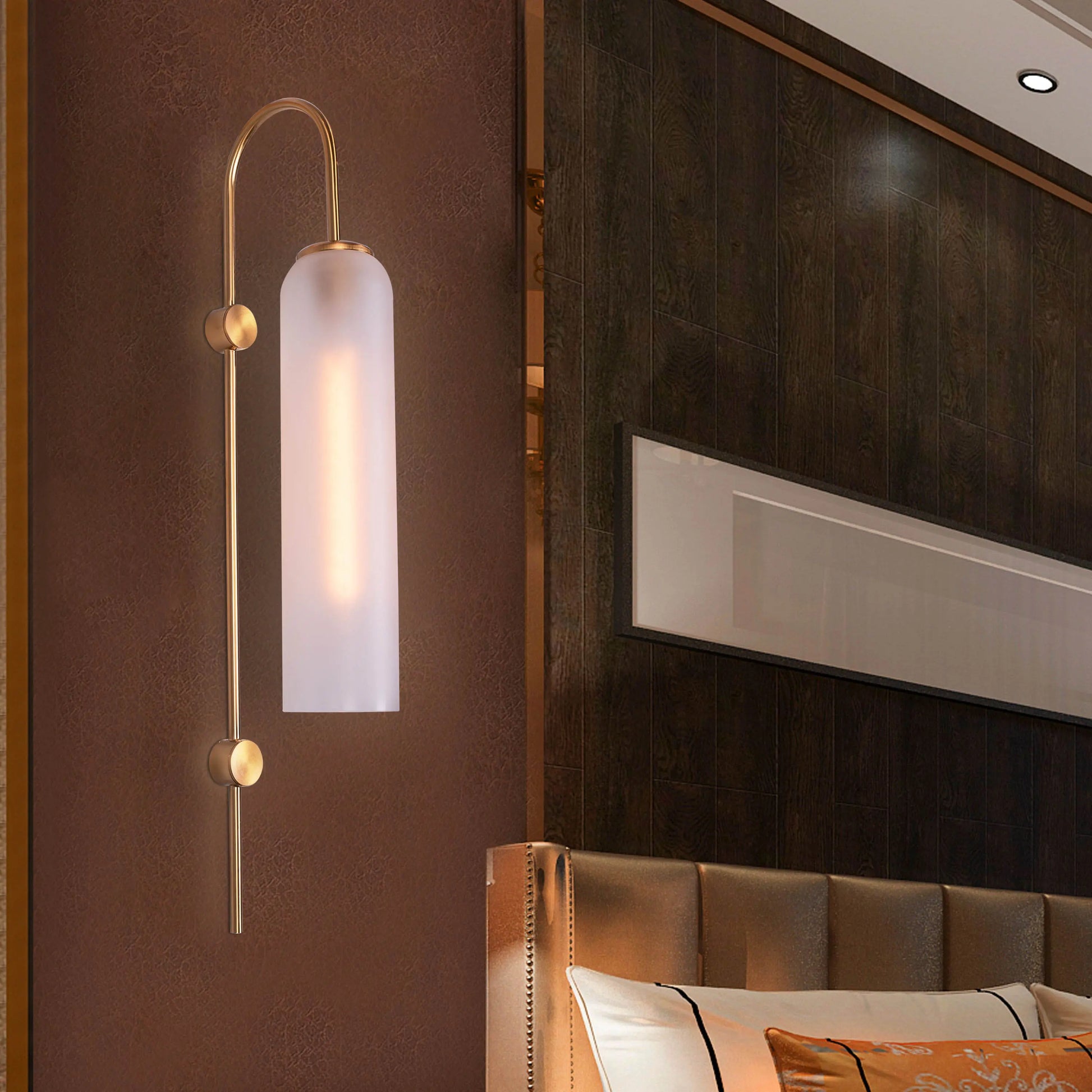 Wait For Me Glass Wall Light - Modern luxury wall sconce with handcrafted glass panels and premium brass finish, perfect for contemporary interior lighting