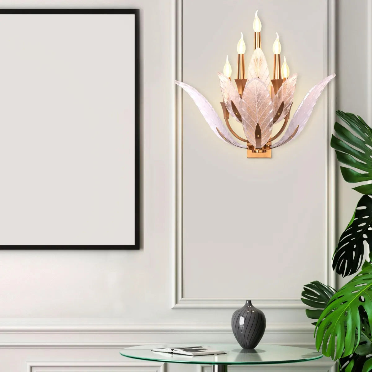"Trance" Glass Wall Light - A sleek, modern wall sconce with a multi-faceted glass shade that creates a mesmerizing optical illusion.
