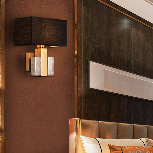 Gold and grey marble wall light, luxury modern sconce with gold accents for elegant interiors