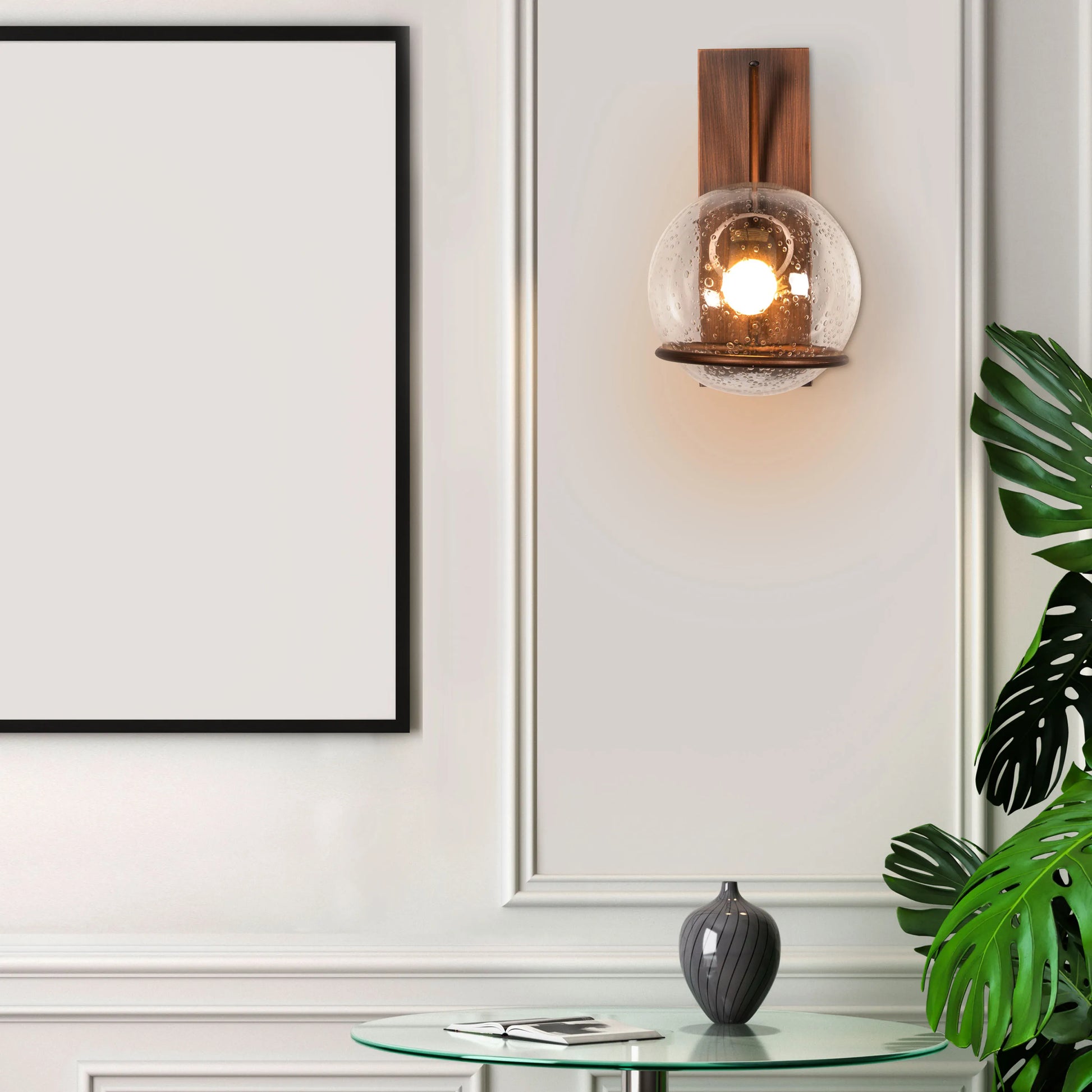 Bashful Bubbled Glass Wall Light – elegant wall light with unique bubbled glass design, offering warm, ambient lighting for modern interiors.