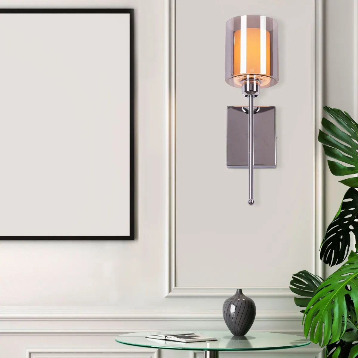 Courtesy Call Stainless Steel Wall Light - Refined and sophisticated wall lighting fixture crafted from high-quality stainless steel, featuring a sleek cylindrical glass diffuser that emits a warm and inviting glow.